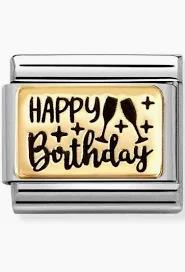Nomination Composable Classic Link. Happy Birthday Yellow Gold