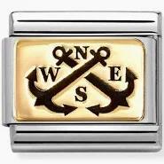 Nomination Classic Gold Anchors Compass Charm