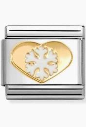 Nomination Classic Gold Heart with White Snowflake Charm