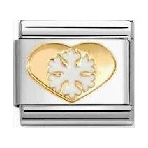 Nomination Classic Gold Heart with White Snowflake Charm