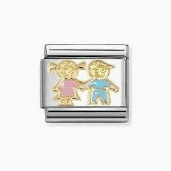 Nomination Gold Blue Brother & Pink Sister Composable Charm