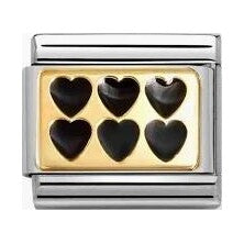 Nomination Gold Uniform Black Hearts