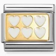 Nomination Gold Uniform White Hearts Composable Charm