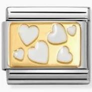 Nomination Gold Scattered White Hearts