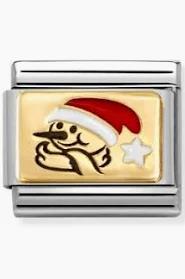 Nomination Gold Snowman with Red Christmas Hat