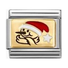 Nomination Gold Snowman with Red Christmas Hat