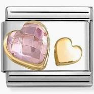 Nomination Classic Gold Hearts with Pink CZ