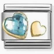 Nomination Gold Hearts with Blue CZ