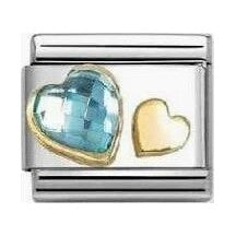 Nomination Gold Hearts with Blue CZ