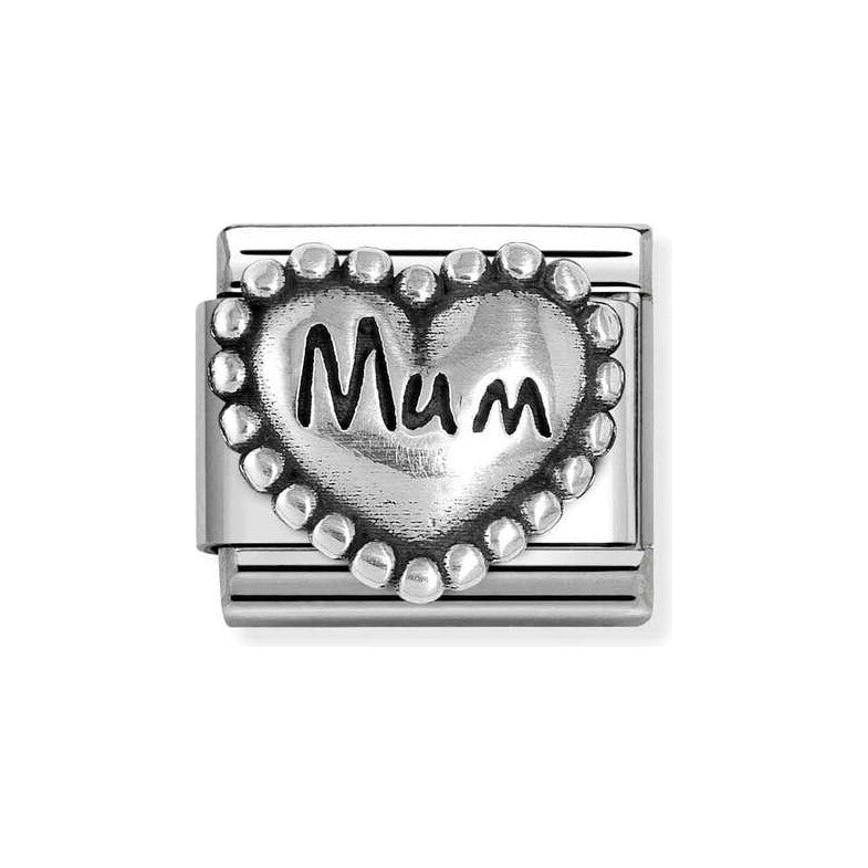CLASSIC Silvershine Silver Beaded Heart Mum Charm