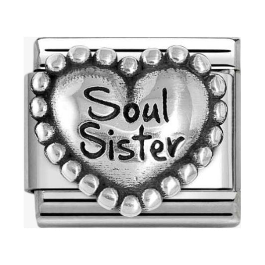 CLASSIC Silvershine Silver Beaded Heart Soul Sister Charm