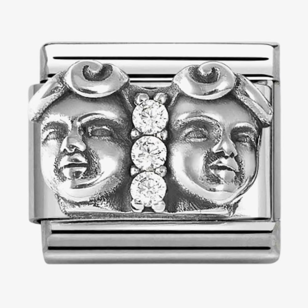 Silvershine Sterling Silver Cubic Zirconia Gemini Charm