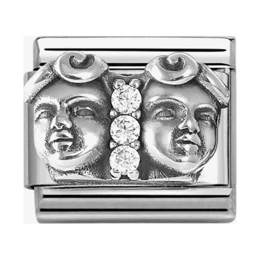 Silvershine Sterling Silver Cubic Zirconia Gemini Charm