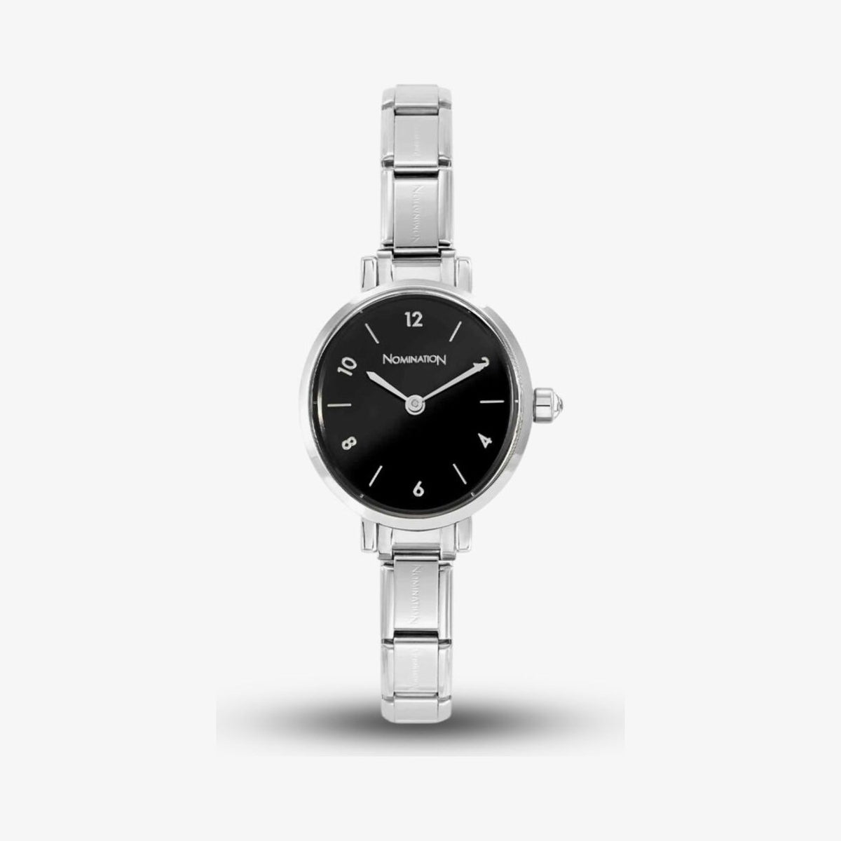 Time Stainless Steel & Black Oval Dial Watch