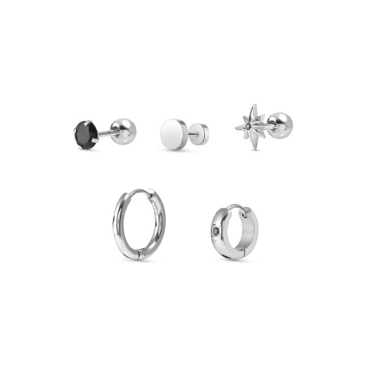 Set of 5 Atlante stainless steel earrings