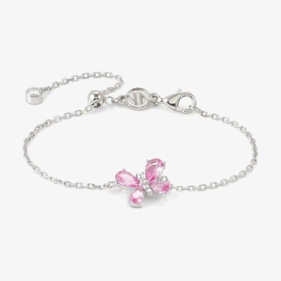 Shine Me Up Pink & White Cubic Zirconia Butterfly Bracelet