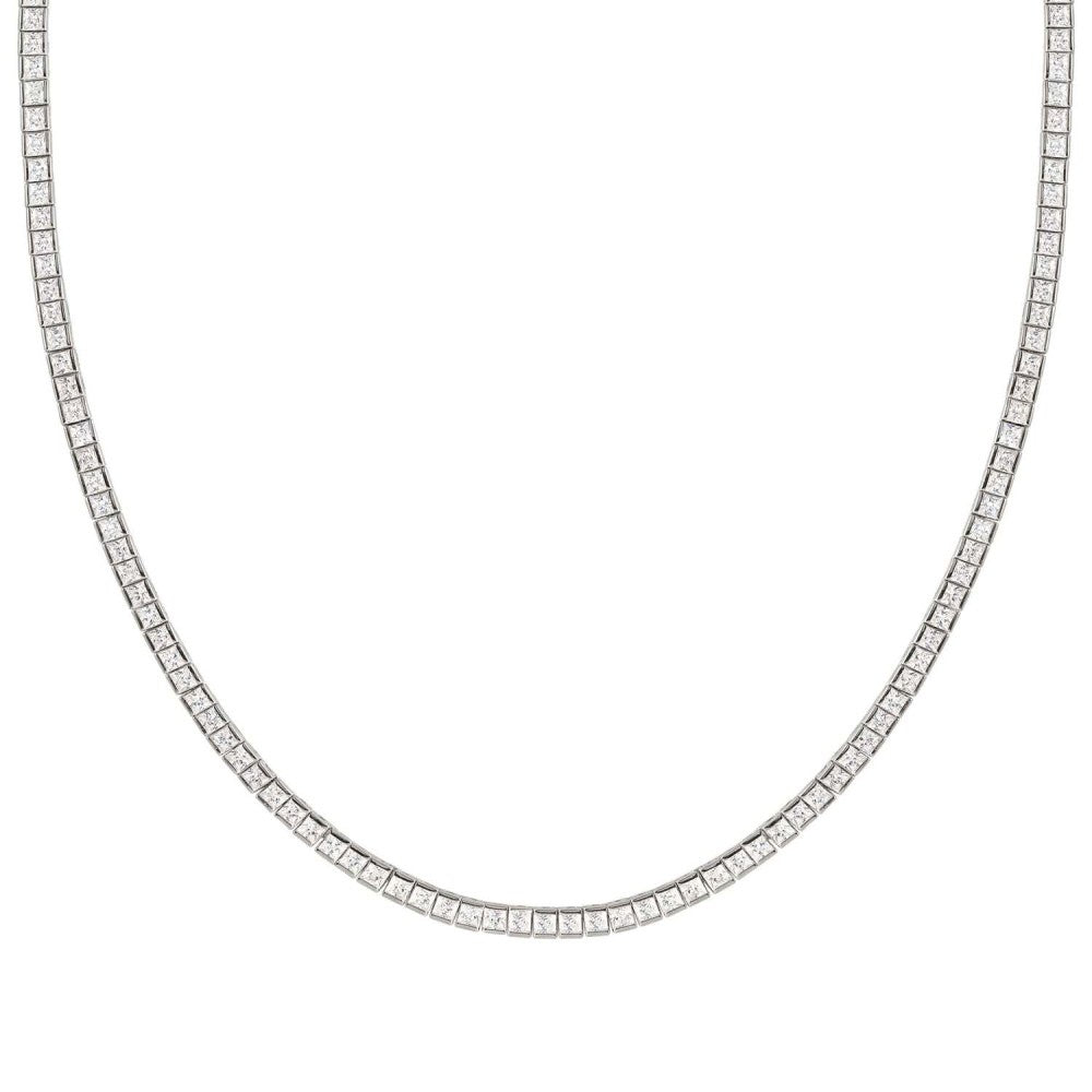 Day To Night Silver CZ Tennis Necklace