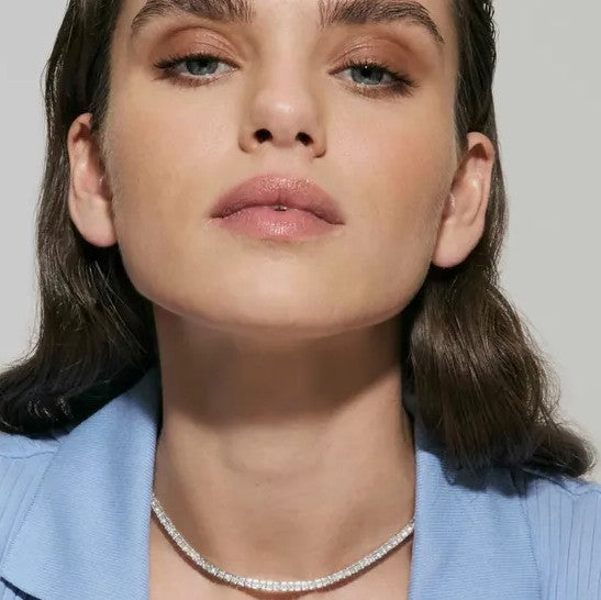 Day To Night Silver CZ Tennis Necklace