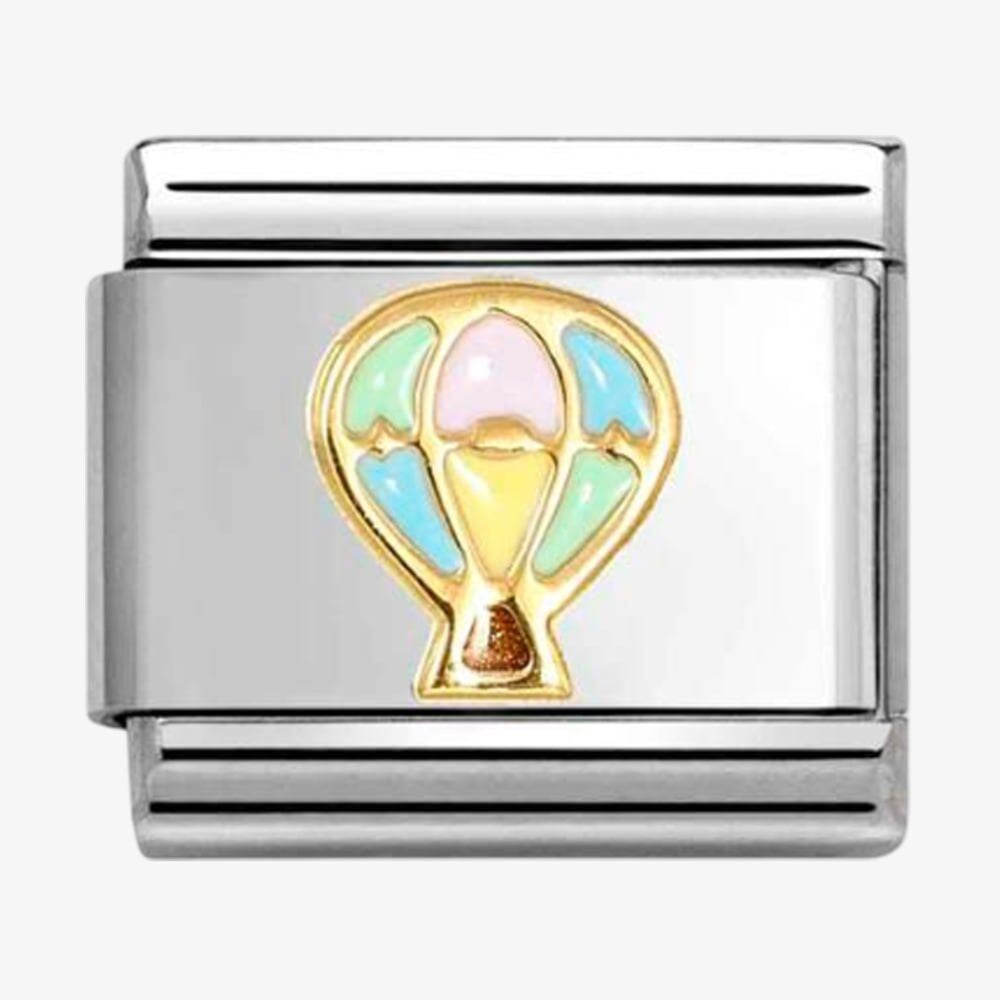 CLASSIC Stainless Steel 18ct Yellow Gold Hot Air Balloon Charm