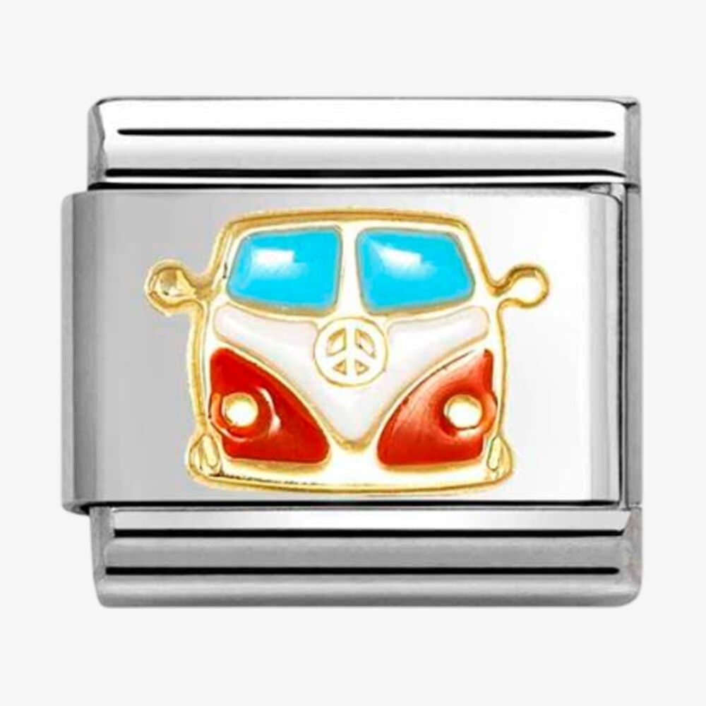 CLASSIC Stainless Steel 18ct Yellow Gold Camper Van Charm