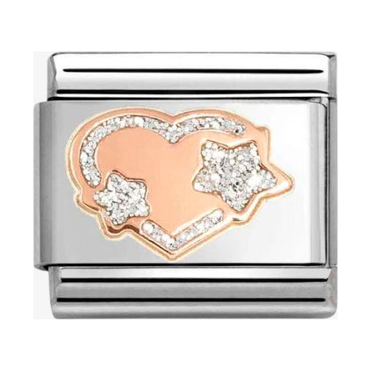 Stainless Steel 9ct Rose Gold Silver Glitter Star Heart Charm