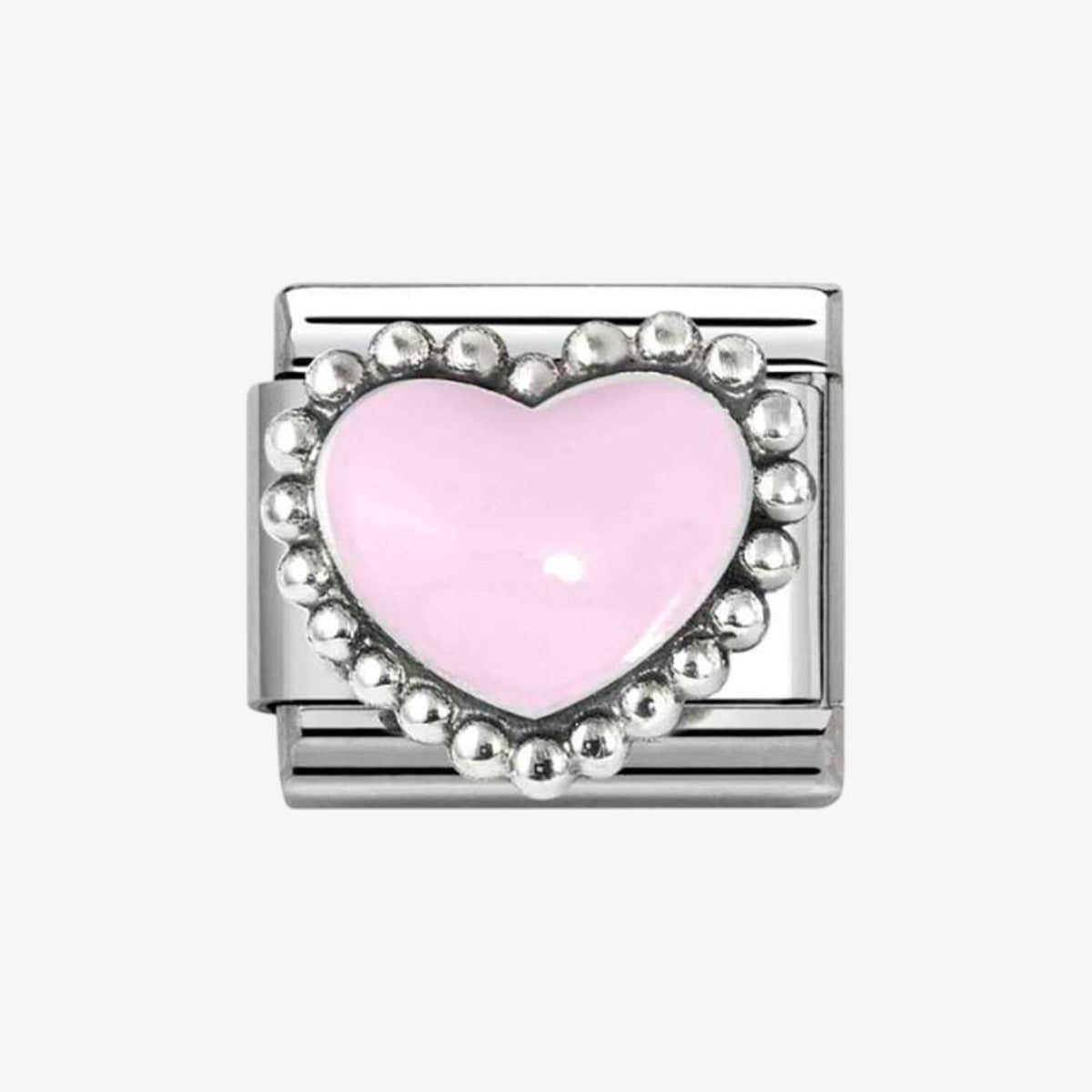 CLASSIC Stainless Steel & Silver Pink Dotted Heart Charm