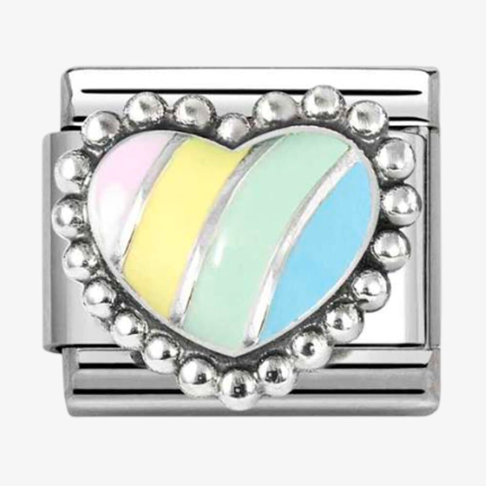 Stainless Steel & Silver Multi-Coloured Dotted Heart Charm