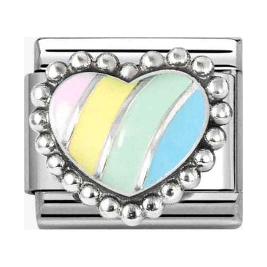 Stainless Steel & Silver Multi-Coloured Dotted Heart Charm