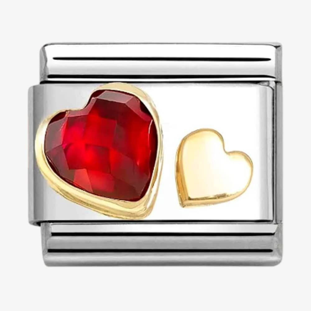 CLASSIC Faceted Hearts Red Cubic Zirconia Charm