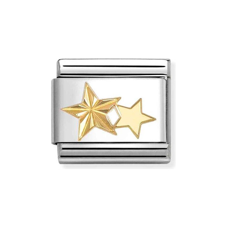 Classic Symbols Diamond Cut Double Star Charm