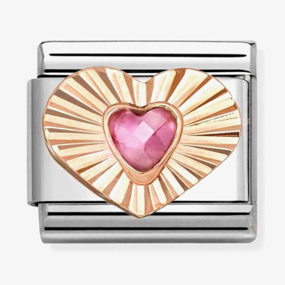 Classic Rose Gold Heart Pink Cubic Zirconia Charm