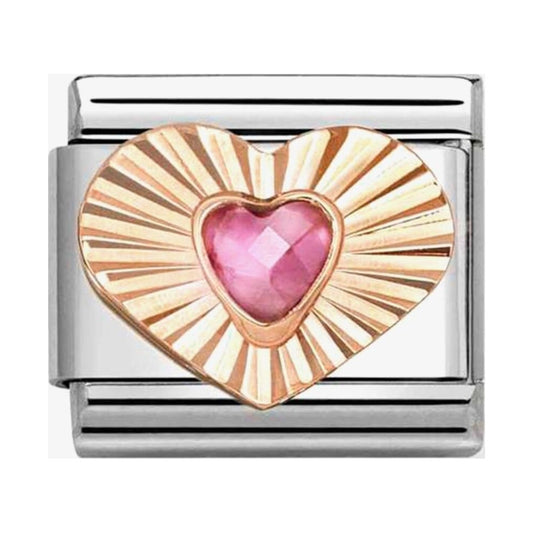 Classic Rose Gold Heart Pink Cubic Zirconia Charm