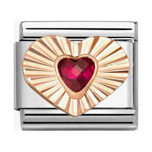 Classic Rose Gold Heart Red Cubic Zirconia Charm