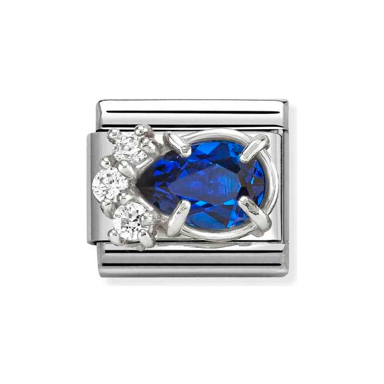 Classic Blue Cubic Zirconia Teardrop Charm
