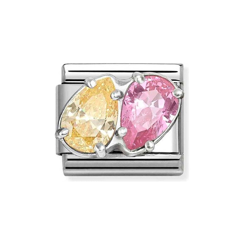 Classic Pink & Yellow Teardrop Charm