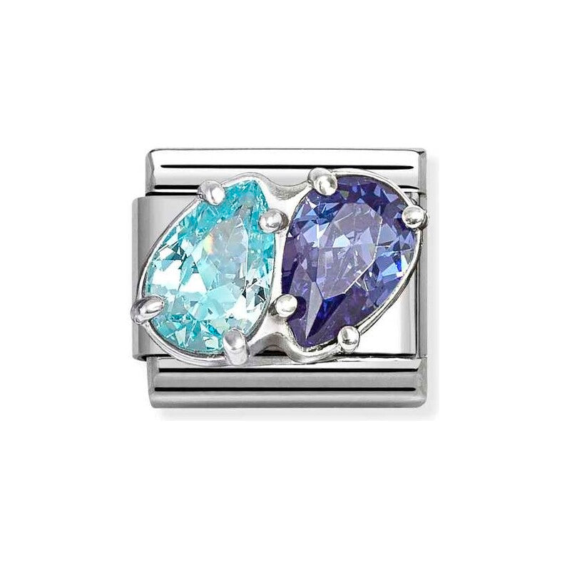 Classic Two Tone Blue Teardrop Charm