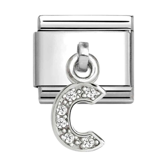 Classic LETTERS CZ Charm | Stainless-steel | Silver | C