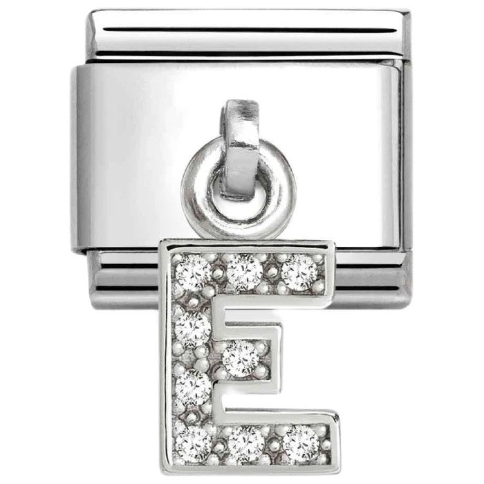 Classic LETTERS CZ Charm | Stainless-steel | Silver | E