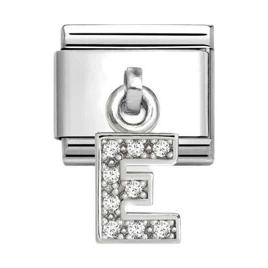 Classic LETTERS CZ Charm | Stainless-steel | Silver | E