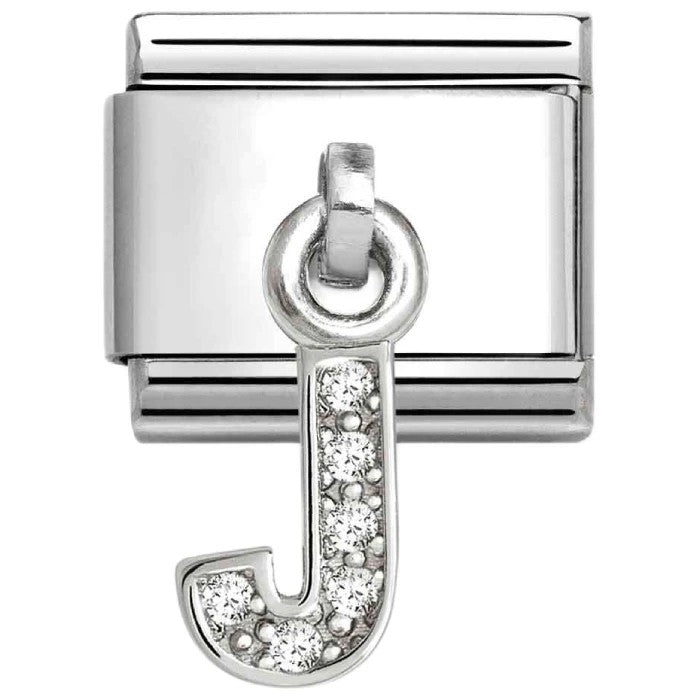 Classic LETTERS CZ Charm | Stainless-steel | Silver | J