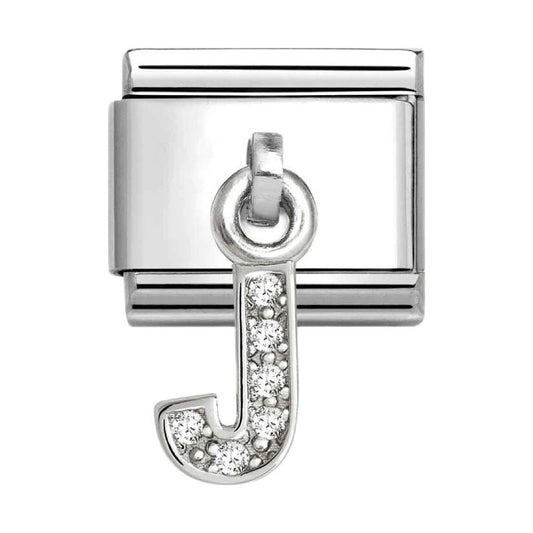 Classic LETTERS CZ Charm | Stainless-steel | Silver | J