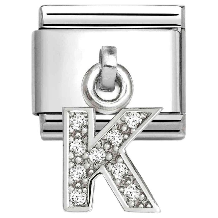 Silvershine Sparkling Letter K Charm