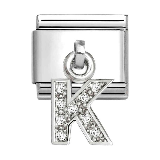 Silvershine Sparkling Letter K Charm