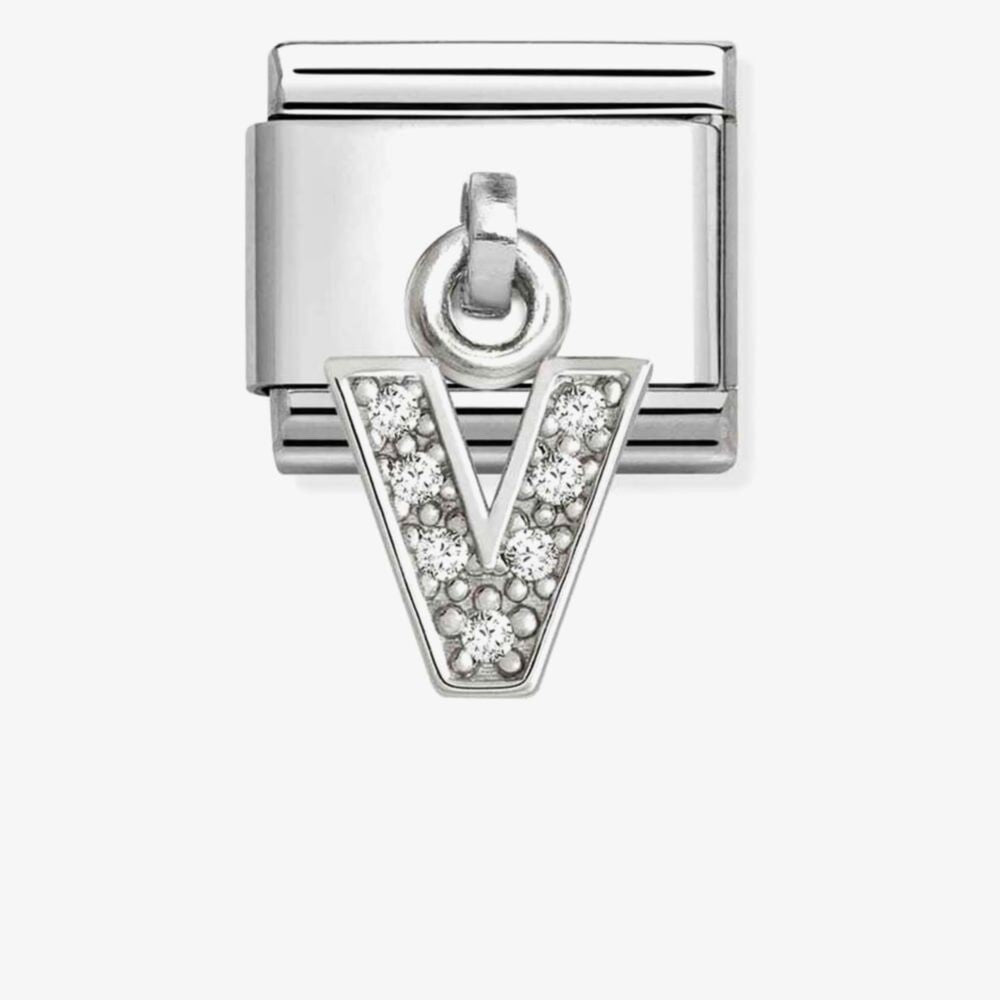 Silvershine Sparkling Letter V Charm