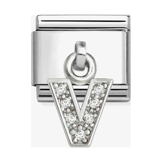 Silvershine Sparkling Letter V Charm