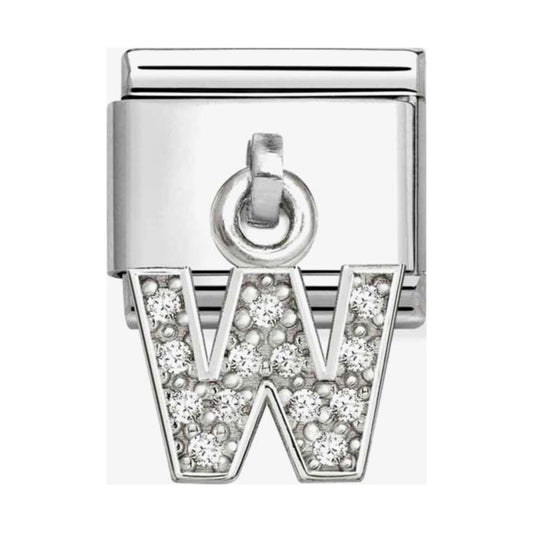 Silvershine Sparkling Letter W Charm
