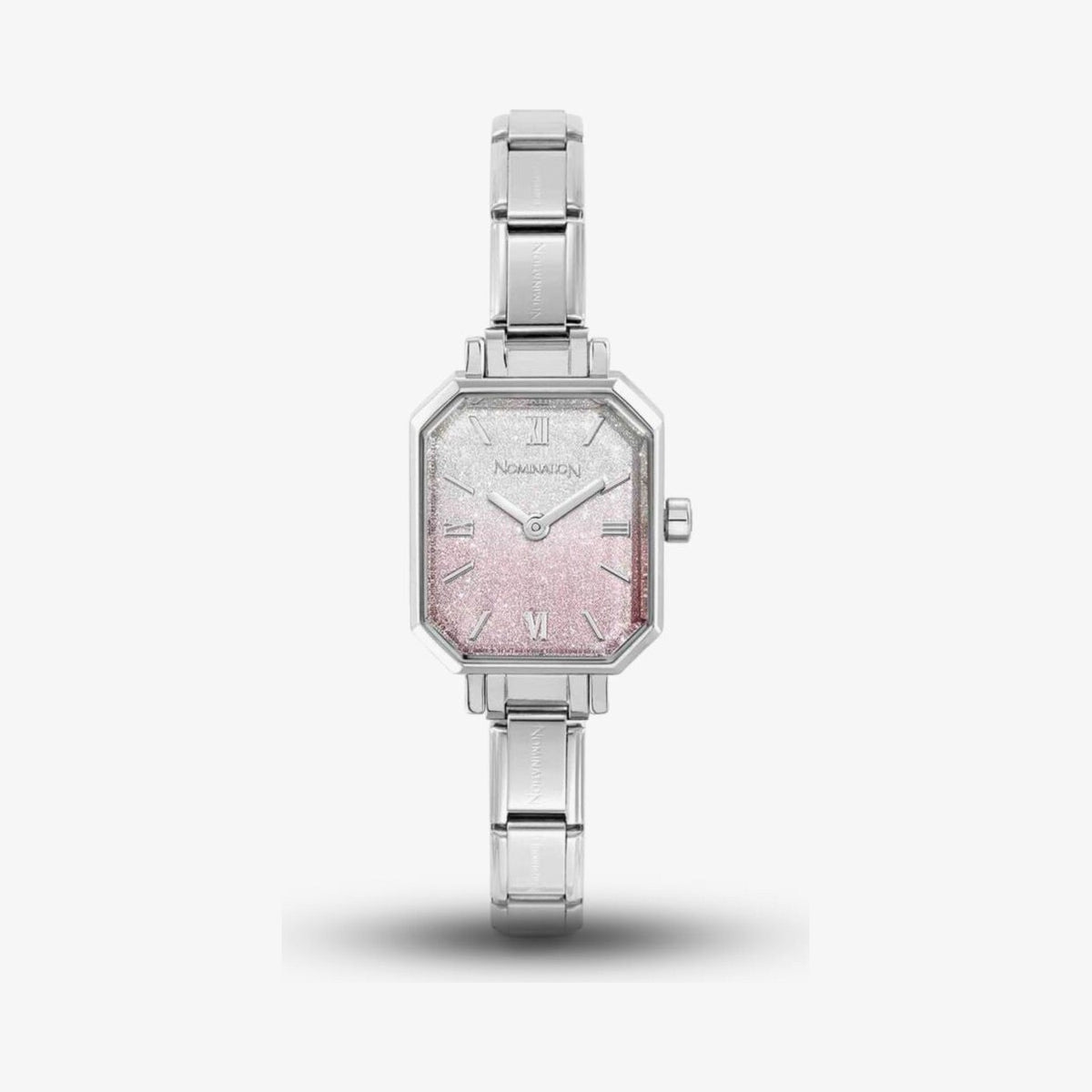 Paris Silver Pink Ombre Glitter Dial Watch