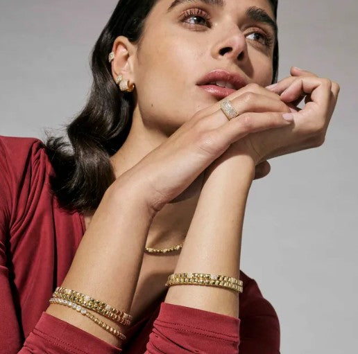 Enigmatic Shine bracelet, gold with Cubic Zirconia