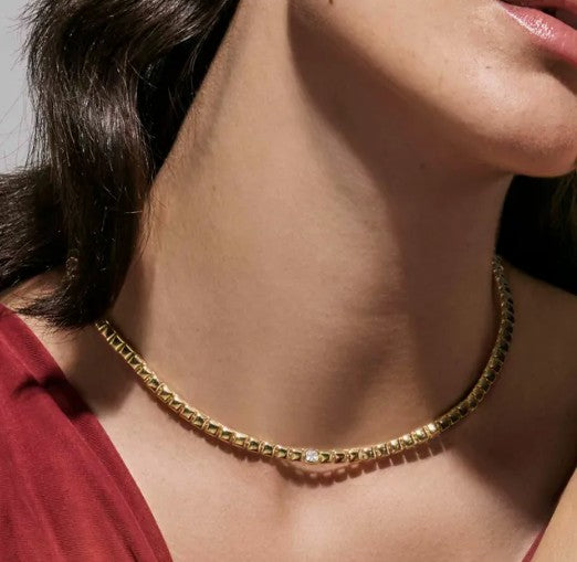 Enigmatic Shine necklace, silver and Cubic Zirconia