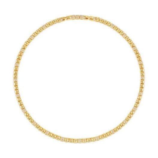 Enigmatic Shine necklace, gold with CZ pavé